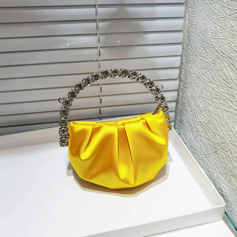 Solid color PU crossbody handbag with diamond embellishments Luxury Bag Cute Square Bag Mini Crossbody Bag