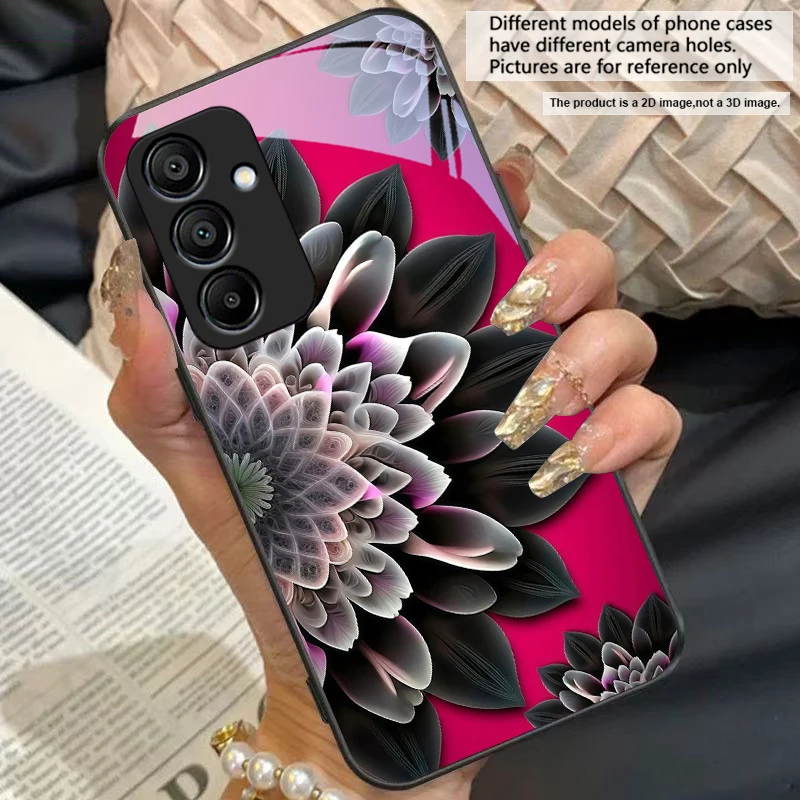 Black Gold Lotus Totem Glass Phone Case