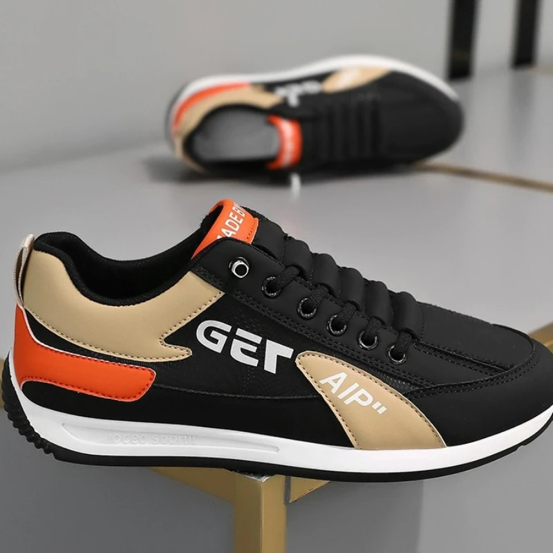 Men Casual Sneakers Trend Pu Leather Breathable Male Running Shoes Non-Slip Footwear Vulcanized Shoes Outdoor Non-slip Trainers