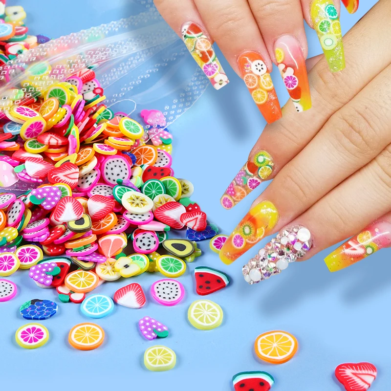 

10g 3D Summer Fruits Decoration Nail Art Sequins DIY Design Strawberry Polymer Clay Slices Nails Accessories Ozdoby Do Paznokci