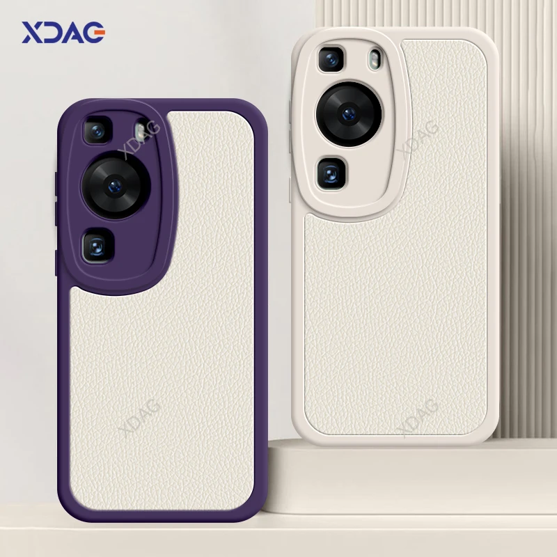Фото Оригинальный Кожаный противоударный чехол для Huawei P60 Pro P60Pro, мягкие художественные чехлы, Роскошный чехол из овечьей кожи с текстурой личи, чехол для телефона №5