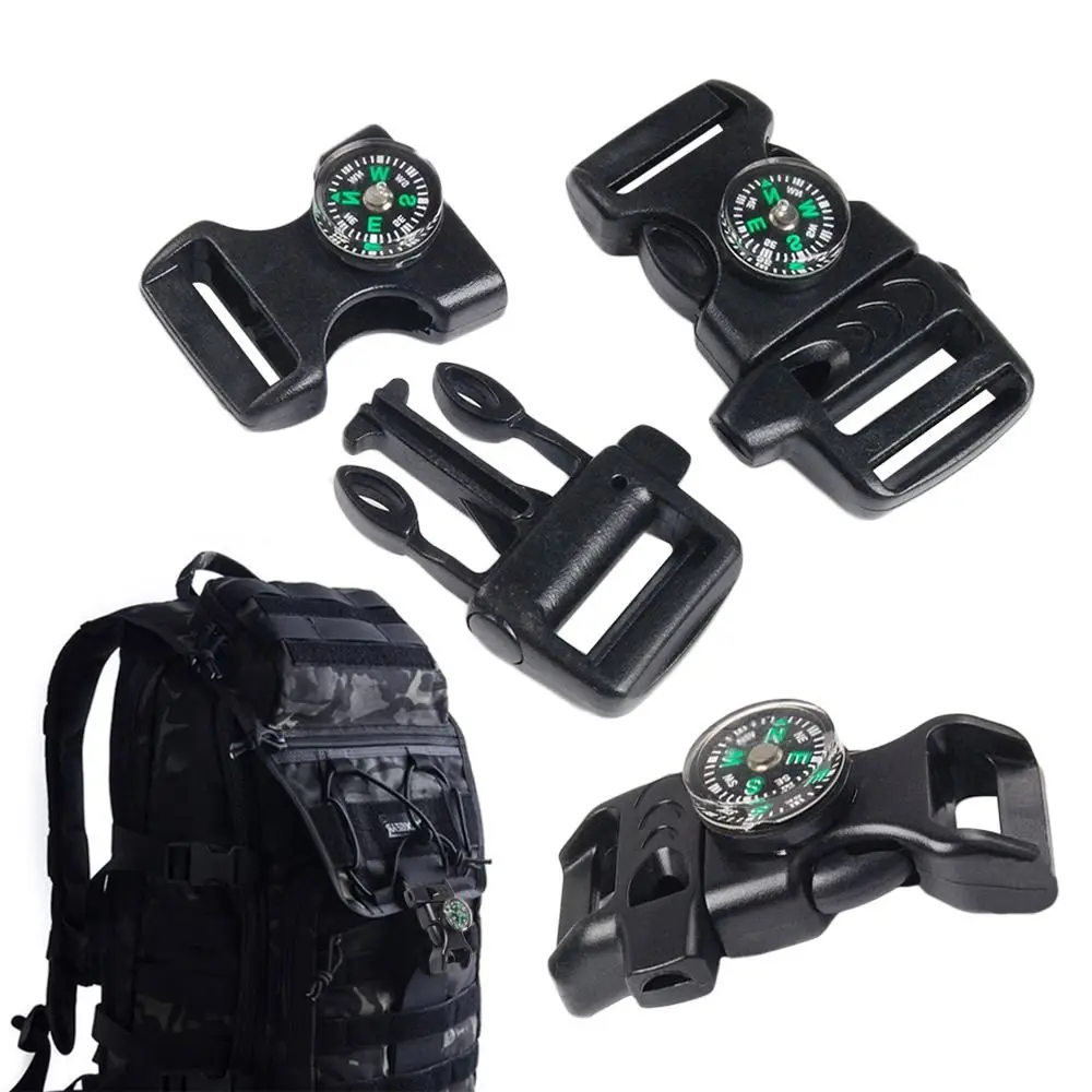 

5pcs Black Side Release Buckle New 14mm Survival Whistle Buckle Bag Strap Parts Outdoor Tool