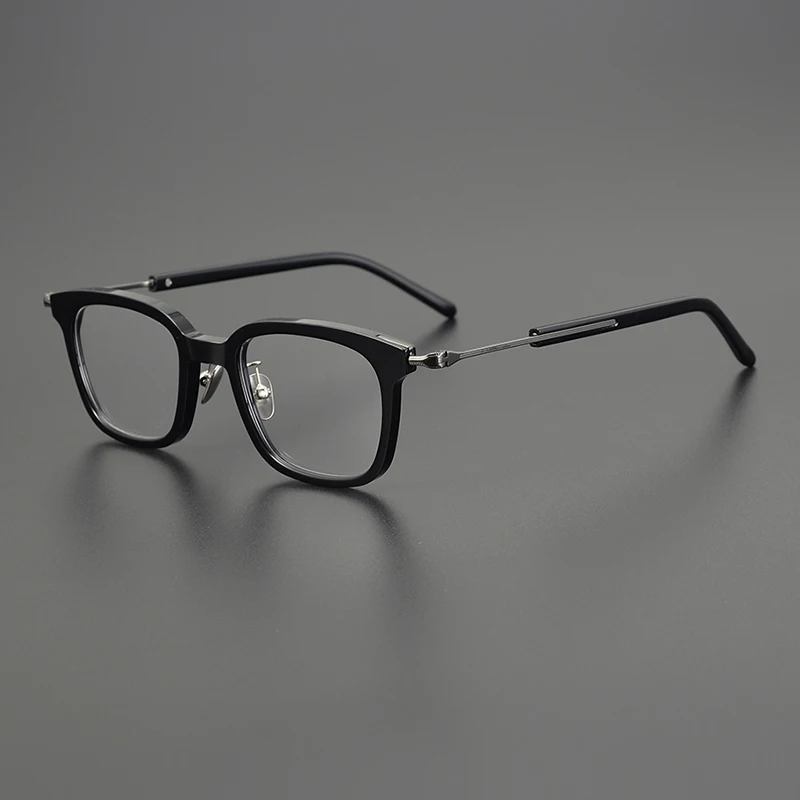 Niche square glasses frame men and women big face retro literary fashion pure titanium optical prescription myopia glasses