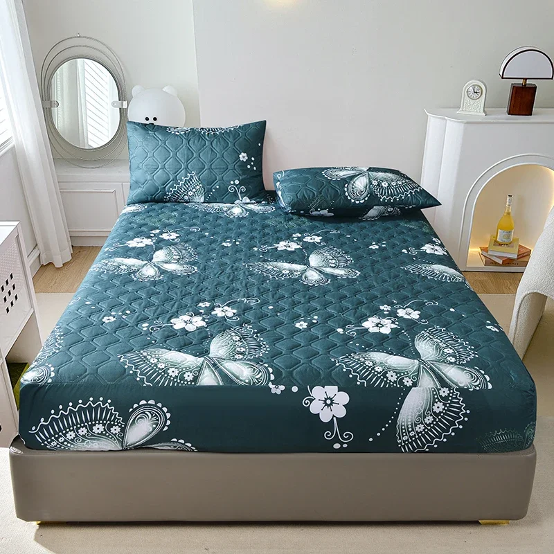 Eco-Friendly Butterfly Print Quilted Bed Mattress Cover Fitted Sheet - Cozy, Whimsical Touch for Your Bedroom Retreat 3
