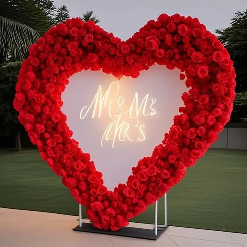 5D rose hydrangea flower creates a luxurious 2m * 2m heart shape, a must-have arch flower decoration prop for weddings and parti