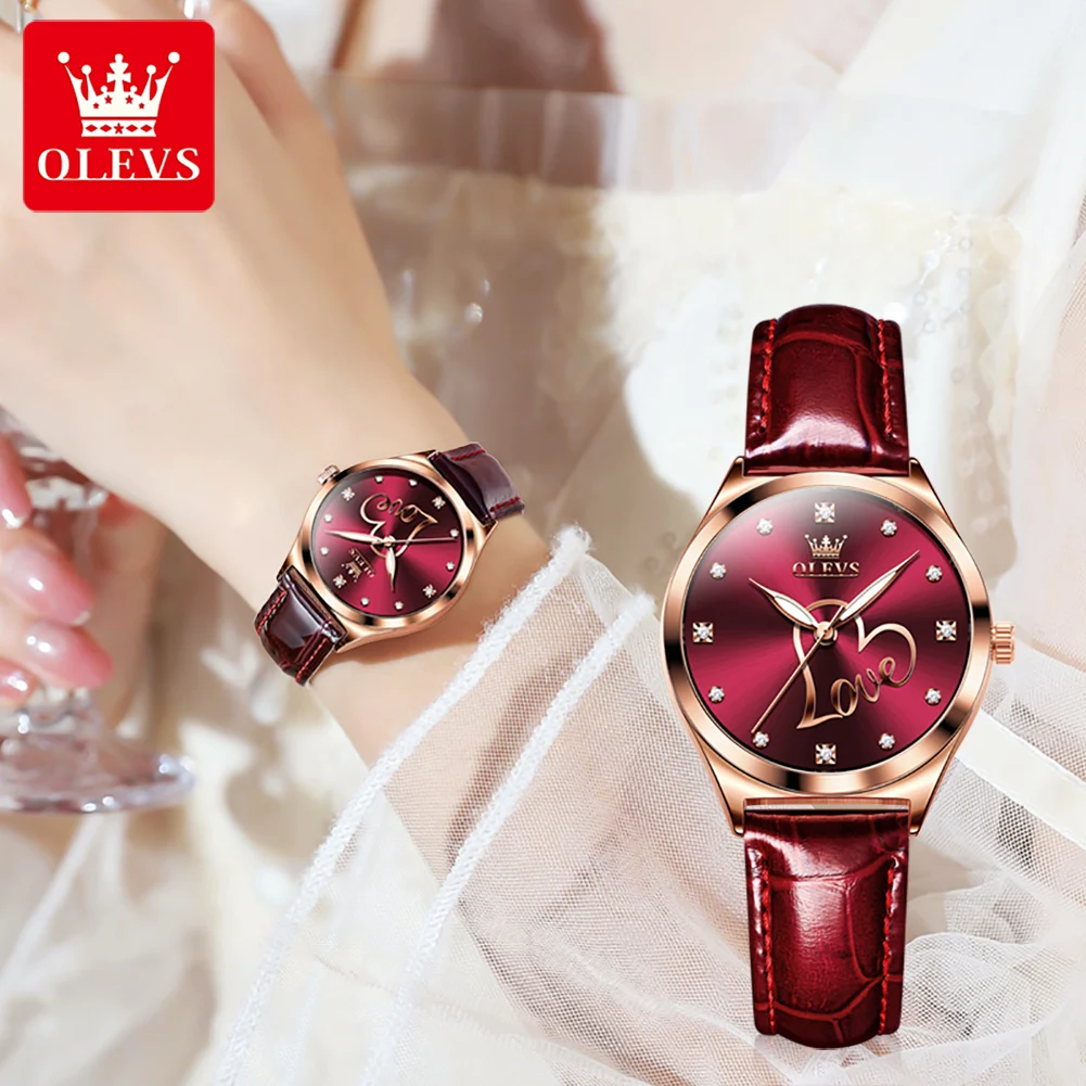 OLEVS Top Brand Luxury Quartz Watch for Women Waterproof Sport Wristwatch Fashion Leather Strap Female Watch Relogio Feminino