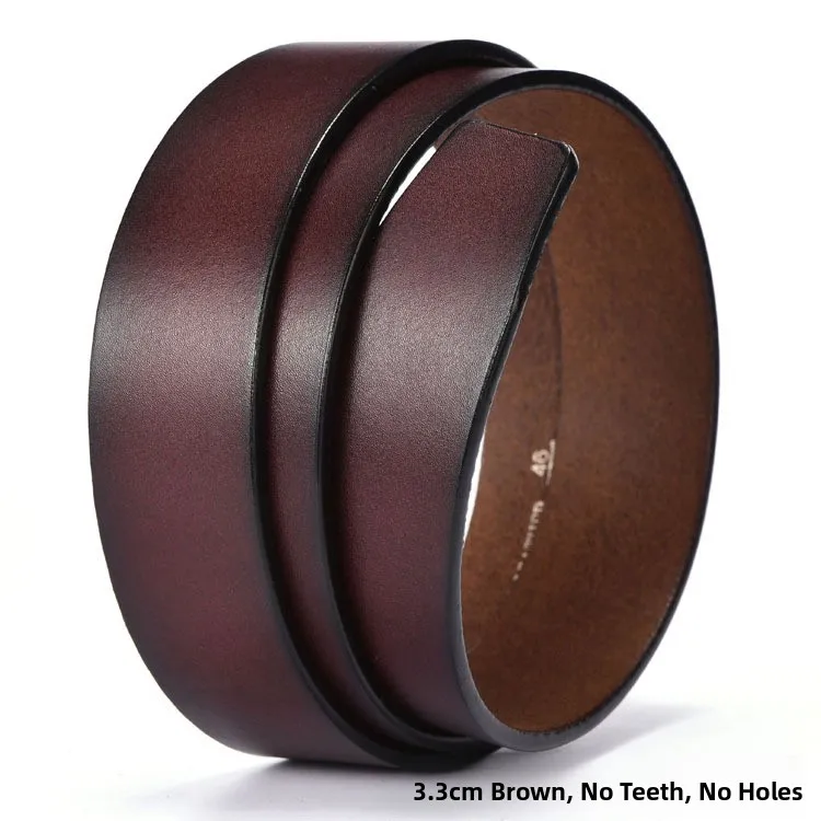 3.3cm toothless hole-free brown full grain leather sheet