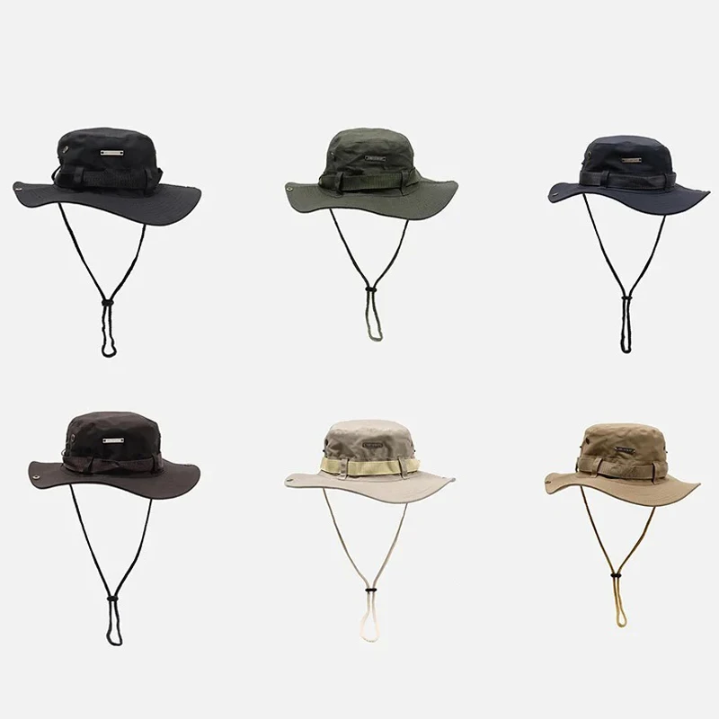 Bucket Hat Fisherman Cap Fishing Outdoor Sunshade Big Brim Panama Sunscreen...