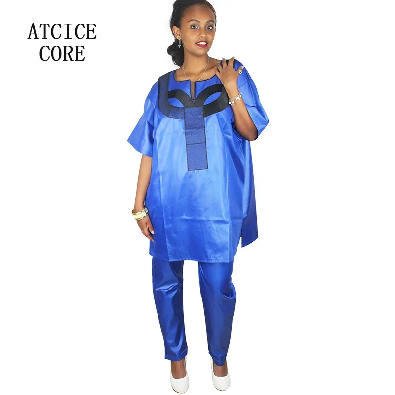 

African Dresses For Woman Soft Material Embroidery Design Dress Top With Pants