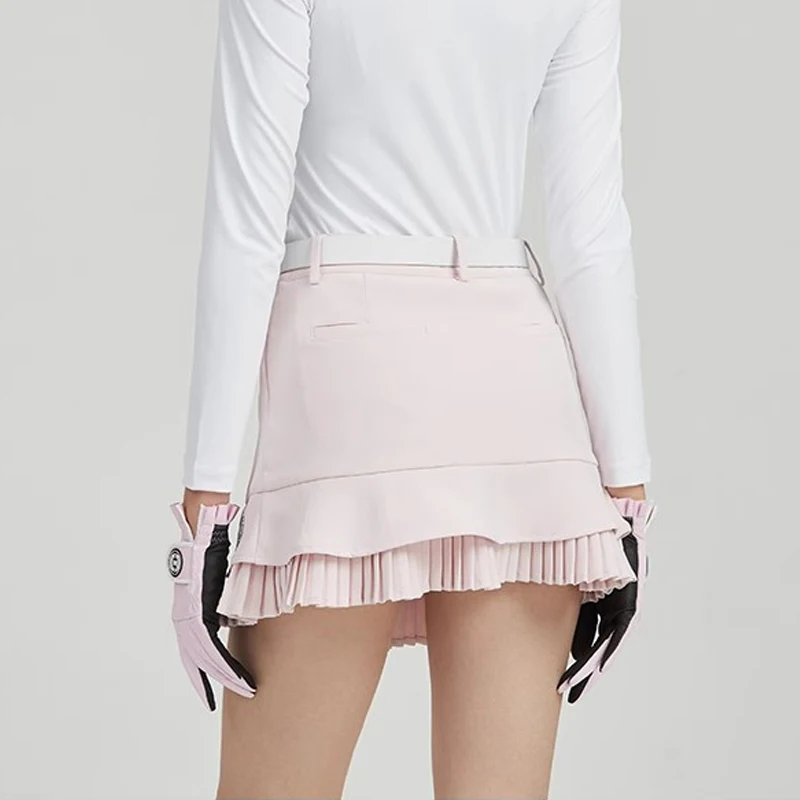 BLKTEE Golf Ladies Pleated Skirt Double-layer Fashion Skort Slim Golf Short Skirts with Inner Pants Women Sports Culottes