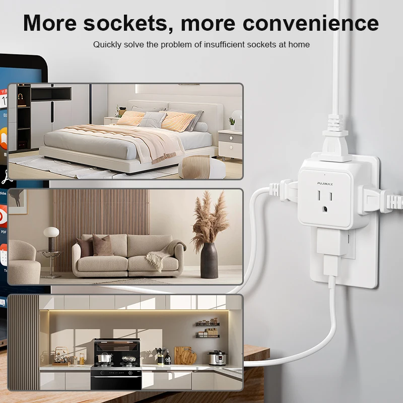 Surge Protector 5 Sockets Outlet Power Strip Multi Tap Plug Electrical Charge Adapter Miniature Plug Wall Adapter