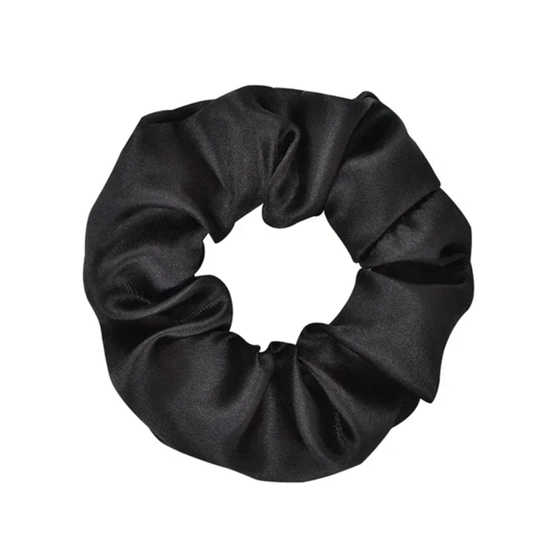 New French Retro Simple Ball Head Large Intestine Hair Tie Solid Vintage Satin Scrunchie Elastic Handmade Elastic Hair Bands