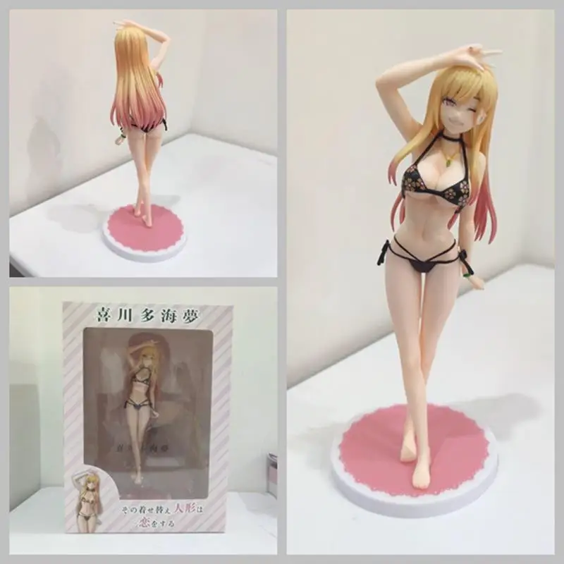 

23cm Wave My Dress-Up Darling Kitagawa Marin Swimsuit Version Model PVC Doll Toys Decoration