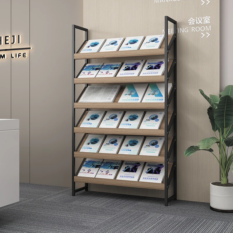 Magazine Rack with Door Literature Display Shelf Floor Standing Office Storage Organizer Bookshelf Office Furniture Estante FYMR