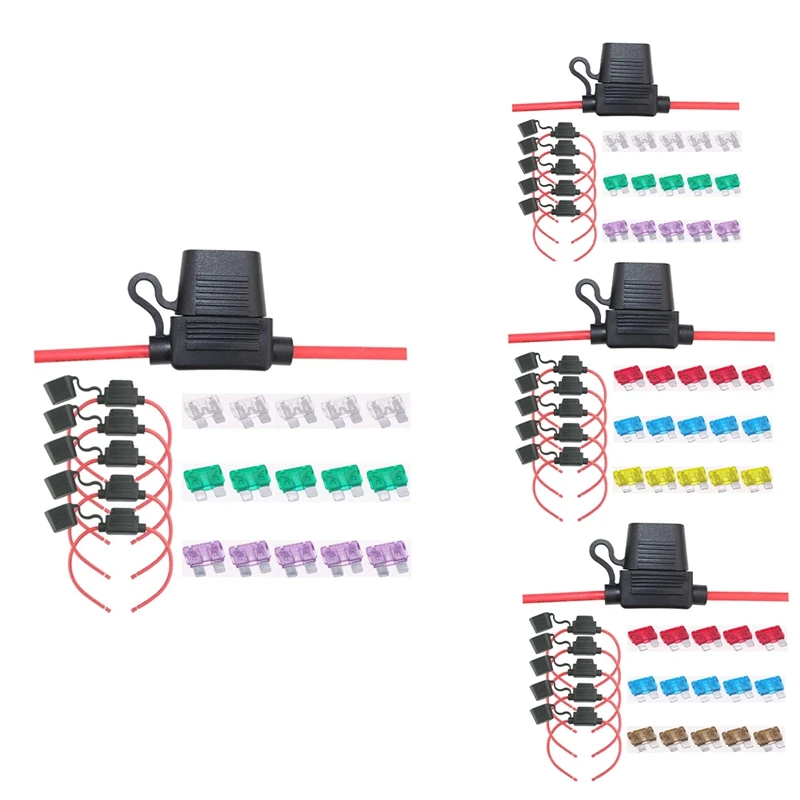 

5PCS Fuse Holder Waterproof Dustproof Inline Fuse Box For Car Boat Suv