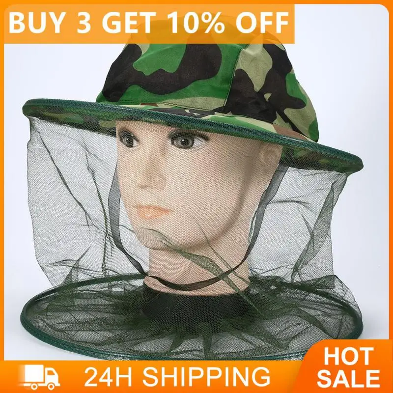 Mosquito Fishing Caps With Net Face Head Cover Foldable Camouflage Anti-mosquito Caps Adult Kid Camping Practical Net Caps 1