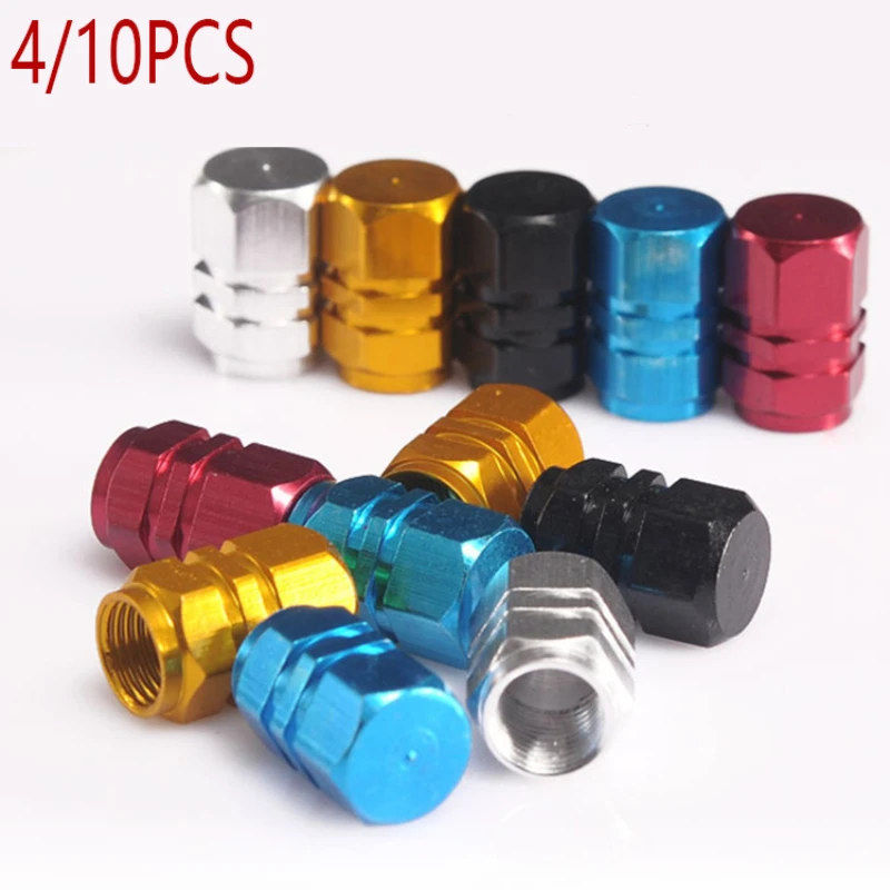 4/10PCS  Aluminum Car Tire Valve Cap Stem Cap Wheel Tire Valve Tyre Caps Stem Air Cap Airtight Cover Auto Motorcycle Accessories