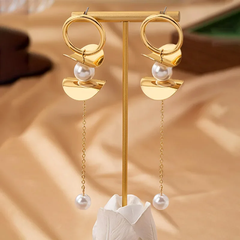 Imitation Pearls Long Tassel Earrings for Women Simple Fashion Ear Jewelry Accessories Hot Sale Party Gift