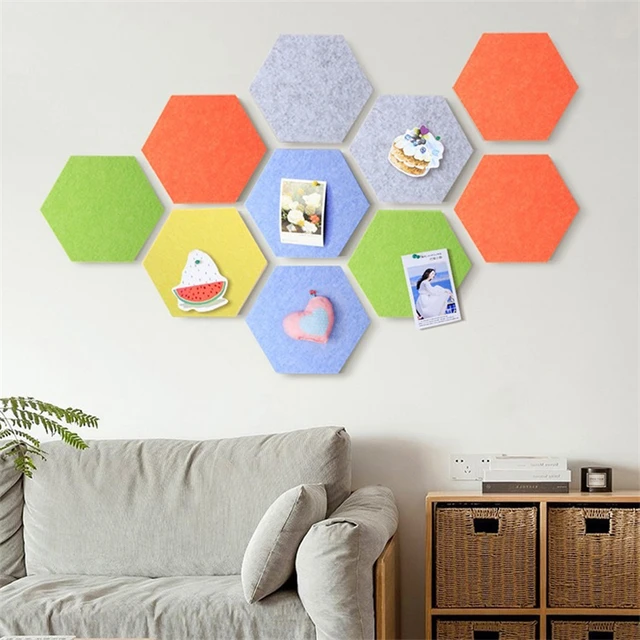 6pcs Felt Board Tiles, Hexagon Bulletin Board, Self Adhesive Pin Board For  Wall Decor, Memo Board Notice Board For Classroom,Office ,Home