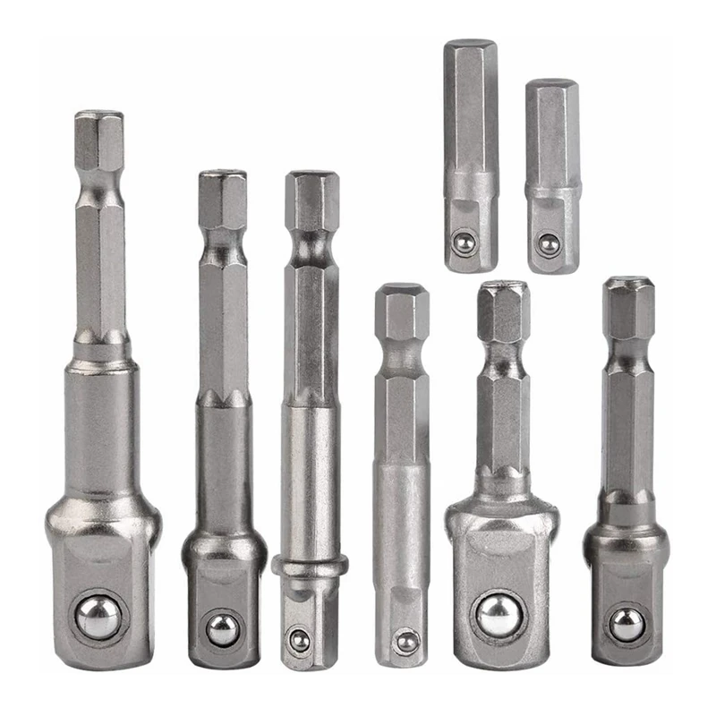 Drill Bits Adapter Socket Adapter Converter Ratchet Wrench Adapter Drill Chuck Adapter Battery Charger Extension Adapter 1/4" 3/8" 1/2" Driver Adapter Hex Wrench Adapter Power Extension Drill Bits Bar Hex Bit Set Power Tools for Drills Nut Driver