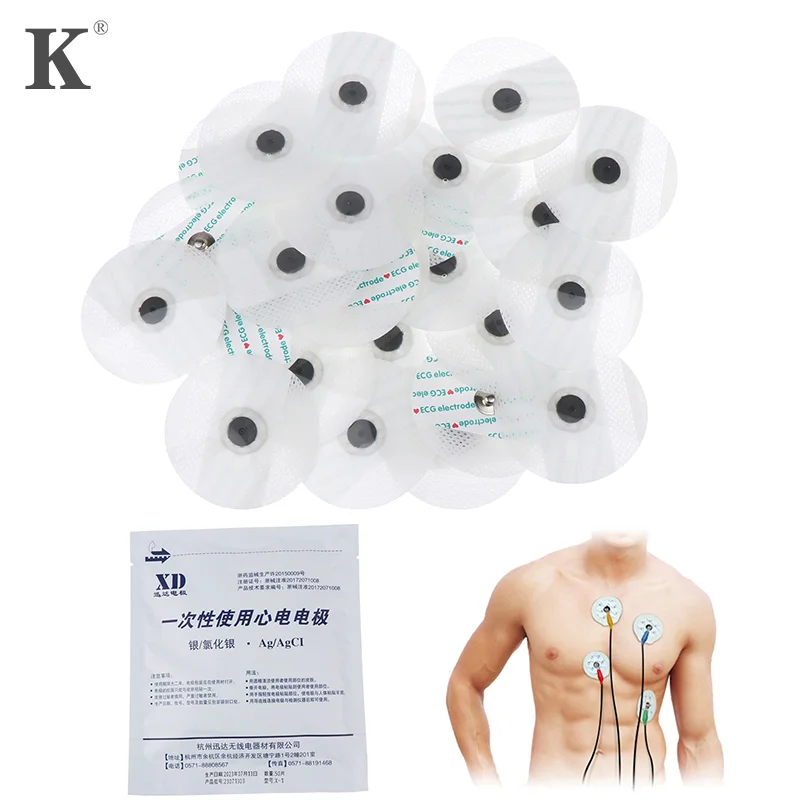 

50PCS/Bag Electrode Patch Medical Disposable ECG EKG Accessories Non-Woven Electrode Pads Electrocardiogram Muscle Stimulator