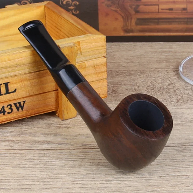 Classic Straight Ebony Wood Solid Wooden Smoking Pipe Tobacco Pipe Tube Fit For 3mm Filters Smoking Accessories