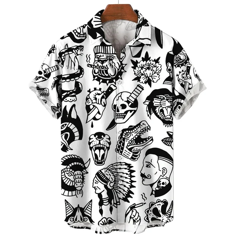 thumbnail image 1 of Camisa con estampado 3D de temática de humanidades para hombre y mujer, informal, de manga corta, con solapa y botones, camiseta de gran tamaño para hombre, 1 of 5