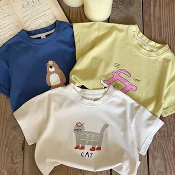 2025 Estate Bambini Tees Cartoon Top Per Ragazzi Ragazze Bambini T-shirt a maniche corte Bambino Cotone Abiti Capispalla per bambini Vestiti 1
