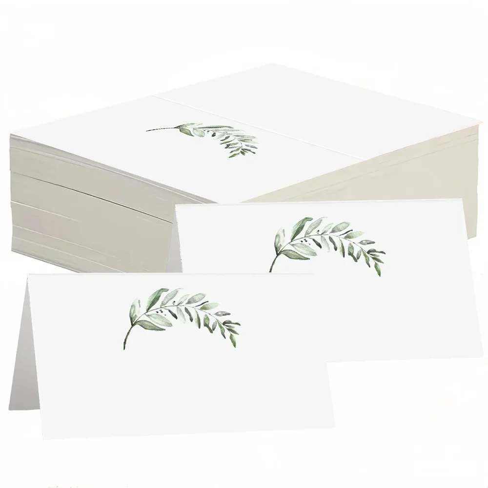 10pcs Simple Plant Print Wedding Seating Number Table Cards Name Place Card for Christmas Birthday Banquet Party Greeting-Cards