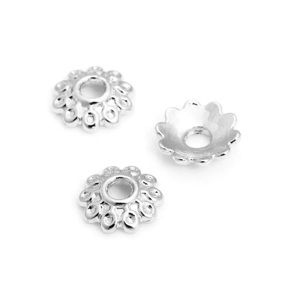 50PCS 18K 골드 컬러 황동 꽃 나무 잎 라운드 비즈 모자 Tessal 모자 쥬얼리 비즈 만들기 용품 Diy 결과 액세서리