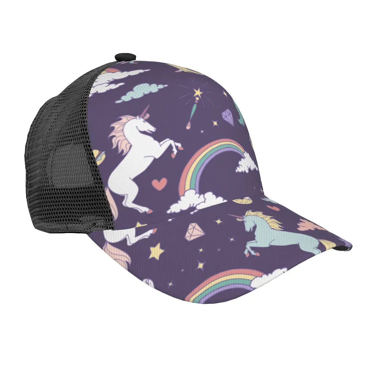 

Unicorns 3D Print Curved Brim Mesh Baseball Cap Casual Sun Hat for Men Women