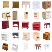 1:12 Dollhouse Miniature Bedside Table Series Storage Cabinet Drawers Model Doll House Bedroom Furniture Decor Accessories Toy 2