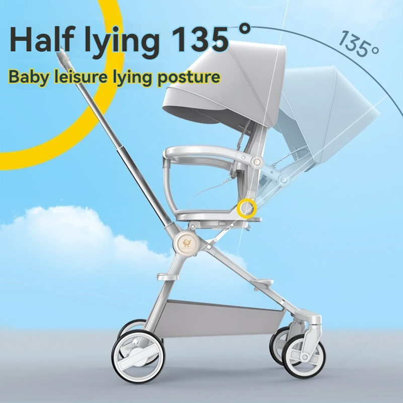 Baby roller High view boarding stroller Super small folding breathable stroller can sit and lie
