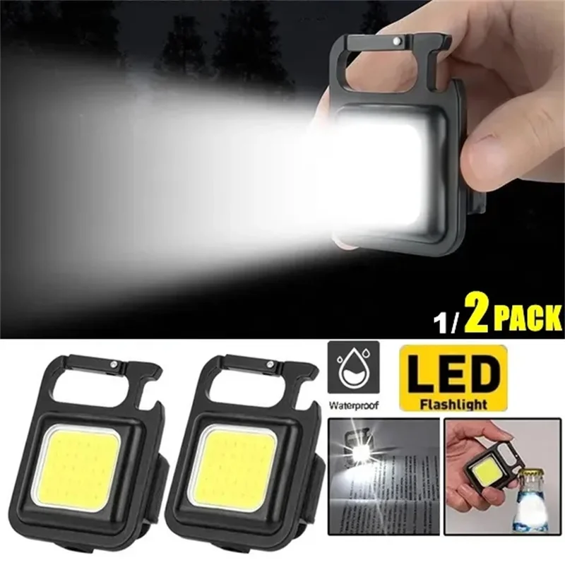 

1/2pcs 800 Lumens Small LED Flashlight Bright Rechargeable Keychain Mini Flashlights 4 Light Modes Outdoor Portable Pocket Light