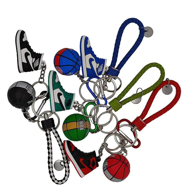 Creative Nshoe Car Keychain Male Cartoon Mini Basketball Shoe Model Personality Cool Backpack Pendant