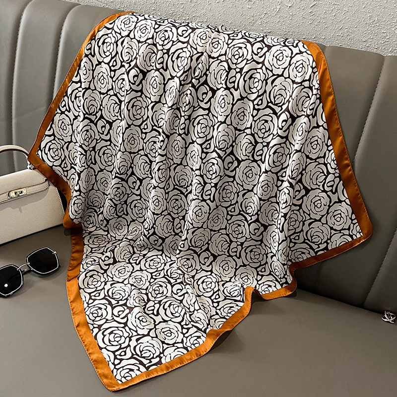 Drucken 70cm Silk Satin Kopftuch Frauen Luxus Design Hals Krawatte Schal Weibliche Haar Hand Handgelenk Foulard Schal Hijab Bandana neue – Detail 27