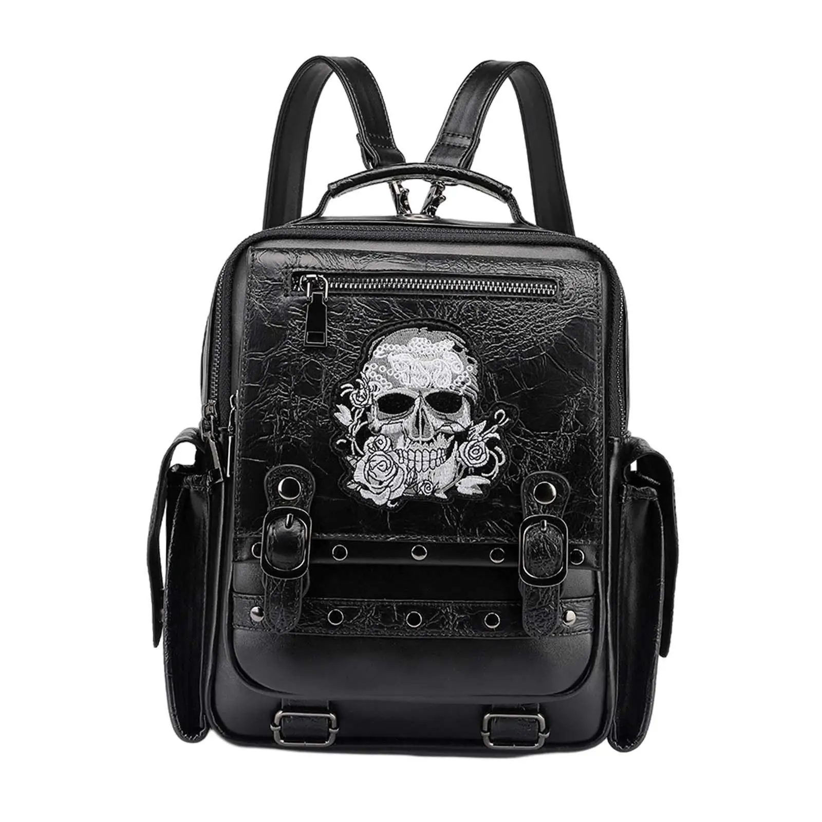 

Skull Laptop Backpack Convenient Lightweight Large Capacity Fashion Leather Skull Backpack for Office Boy Camping Men College