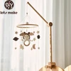 Wooden Crib Mobile Baby Bed Bell Rattle Toy Crochet Cartoon Angel Mobile Hanging Newborn Music Box Bed Bell Hanging Bracket Toy 1