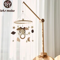 Wooden Crib Mobile Baby Bed Bell Rattle Toy Crochet Cartoon Angel Mobile Hanging Newborn Music Box Bed Bell Hanging Bracket Toy 1