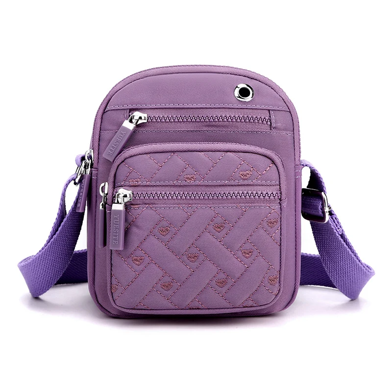 

Woman Korean Style Shoulder Bags Nylon Knitting Embroidery Messenger Bags for Women Earphone Hole Crossbody Flap Sac A Main
