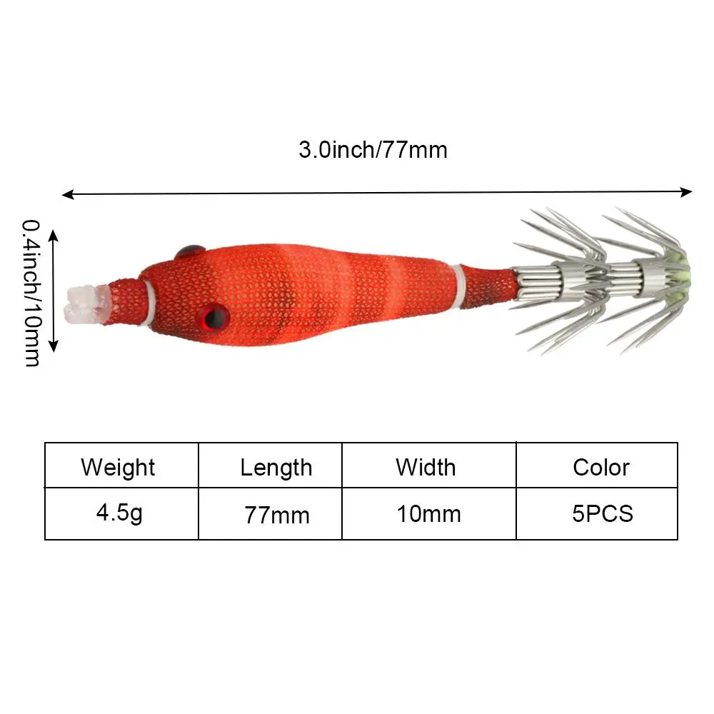 Description Picture 6 of item5Pcs/Pack 3.3g 60mm Artificial Squid Baits Soft Squid Hooks Lure Jig Micro Floating Fishhooks