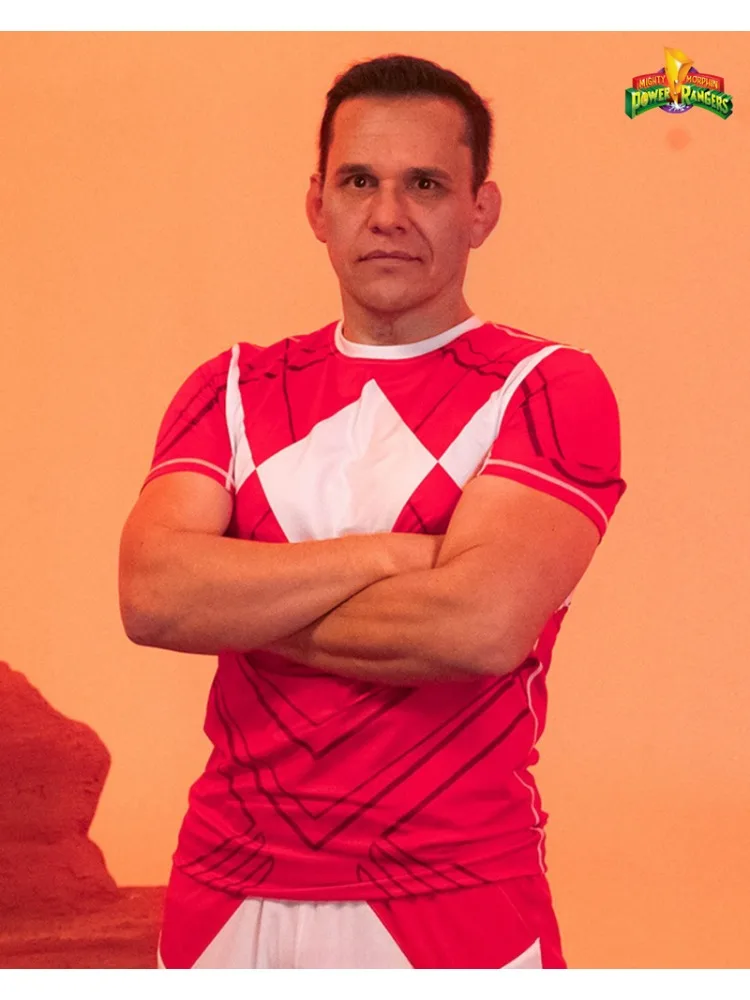 Retro Mighty Morphin Power Rangers Red Ranger MMA Sport-T-Shirt für Herren, Fitness-Training, ultratranspirierendes, schweißableitendes Workout-Top – Detail 3