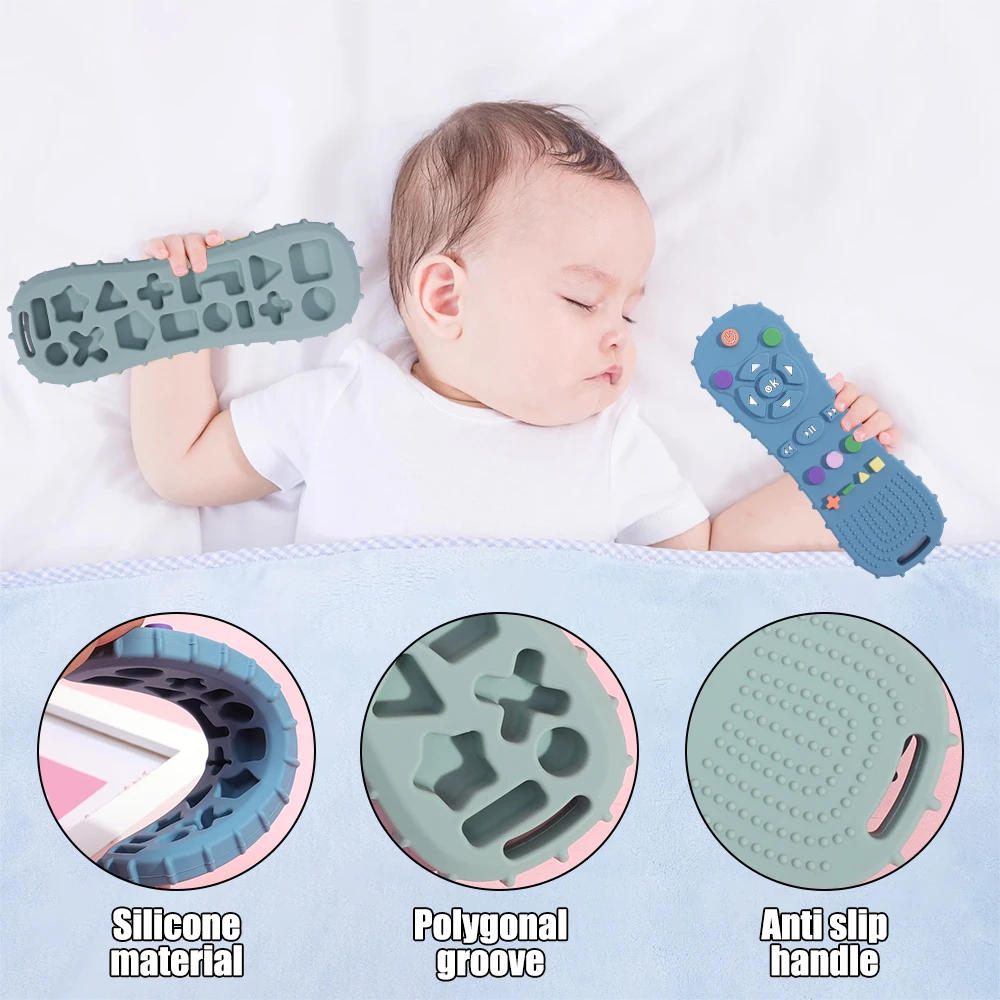 Novelty Silicone Simulation TV Remote Control Shape Soothing Toy Baby Food Grade Teaser Stick Children's Sensory Education Toys silicone teething toys,teething toys,early education toy