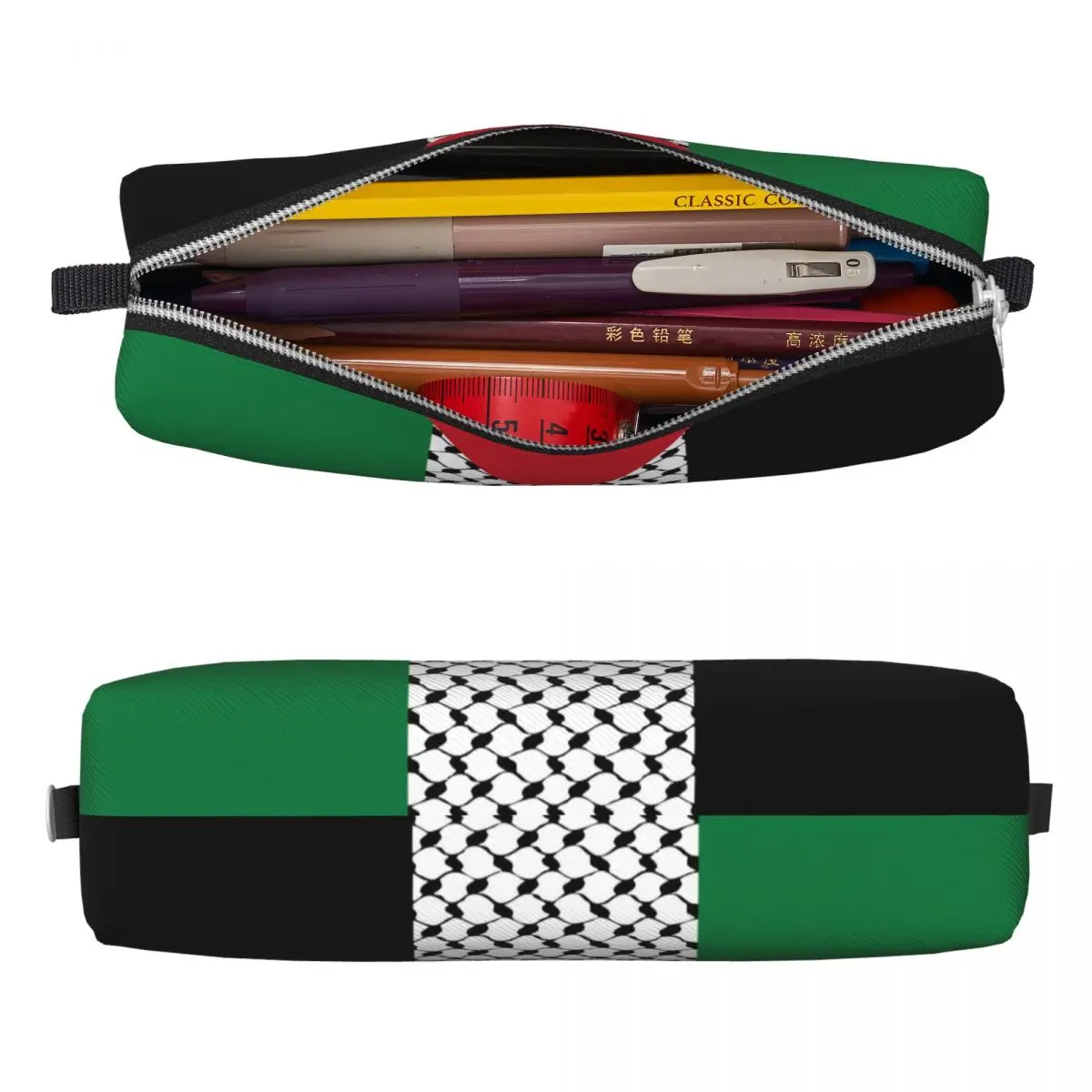 Lovely Palestine Flag Pencil Case Palestinian Hatta Kufiya Keffiyeh Pattern Pencilcases Pen Box for Student Bag School Supplies