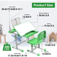 Kids Desk and Chair Set with 40-Degree Tilted Desktop, Height Adjustable Children Desk and Chair Set for Boys and Girls 2
