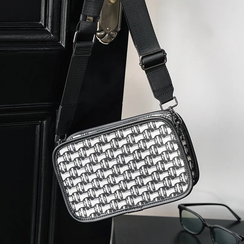 

Fashion Men's Shoulder Bag Luxury Designer Jacquard Canvas Shoulder Messenger Bags For Men Brand Square Handbag Mens Sling Bags