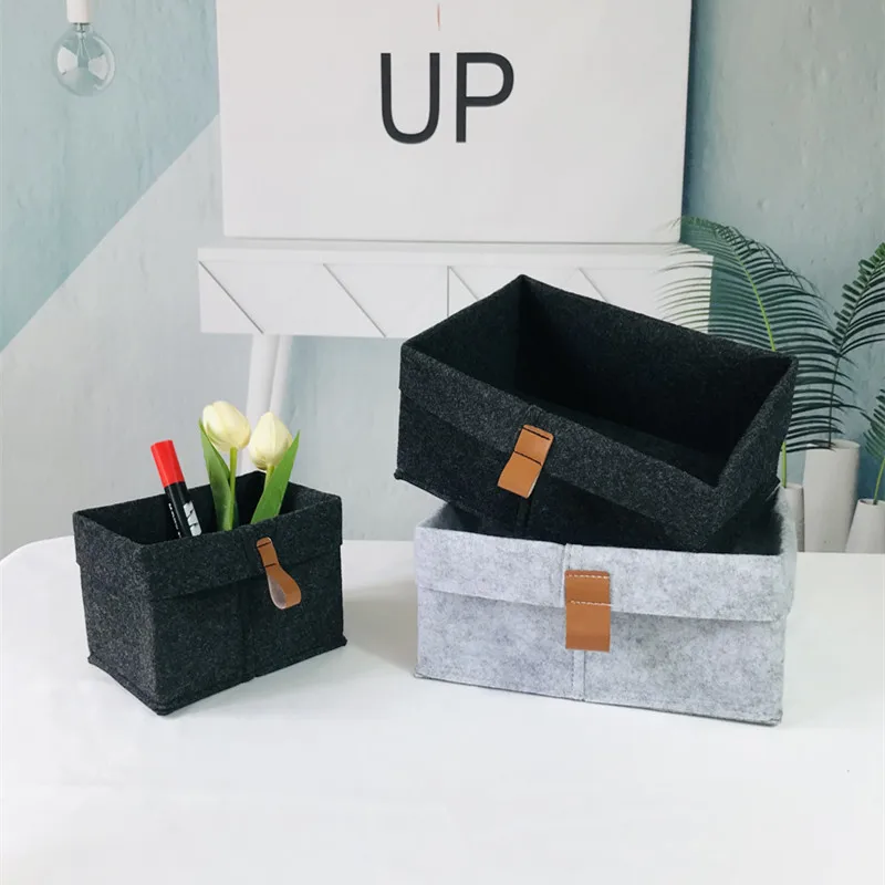 Desktop Storage Baskets Felt fabric Bedroom countertop Organize Basket Pen holder Sundries Cosmetics Storage,Basket of flowe 2