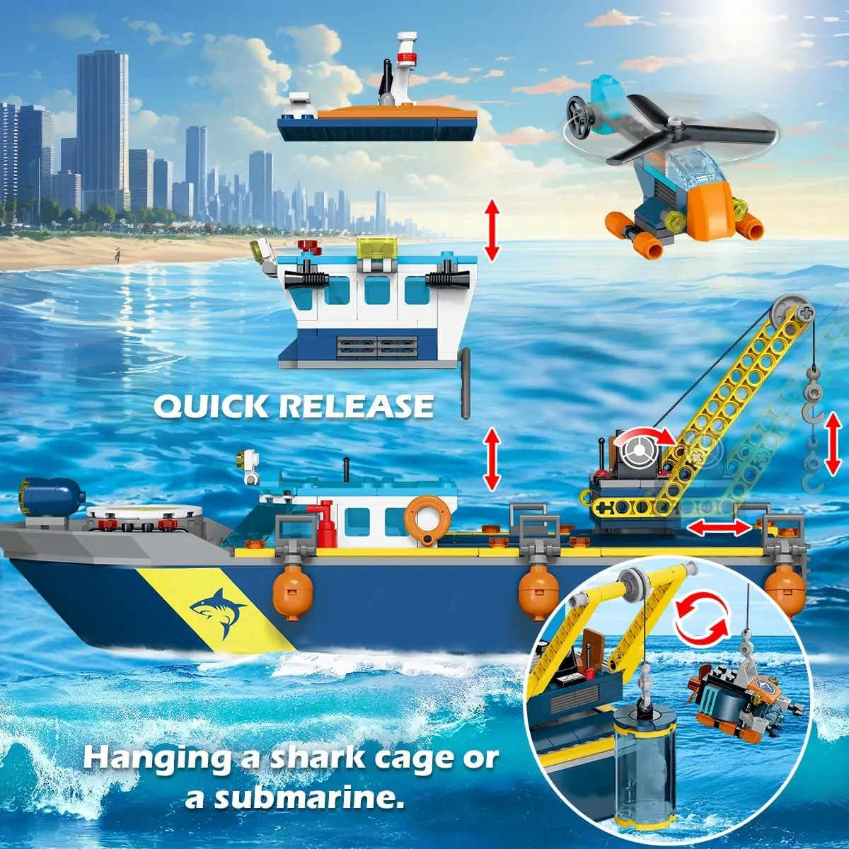 HOGOKIDS Arctic Explorer Technic Ship Building Block Set with LED