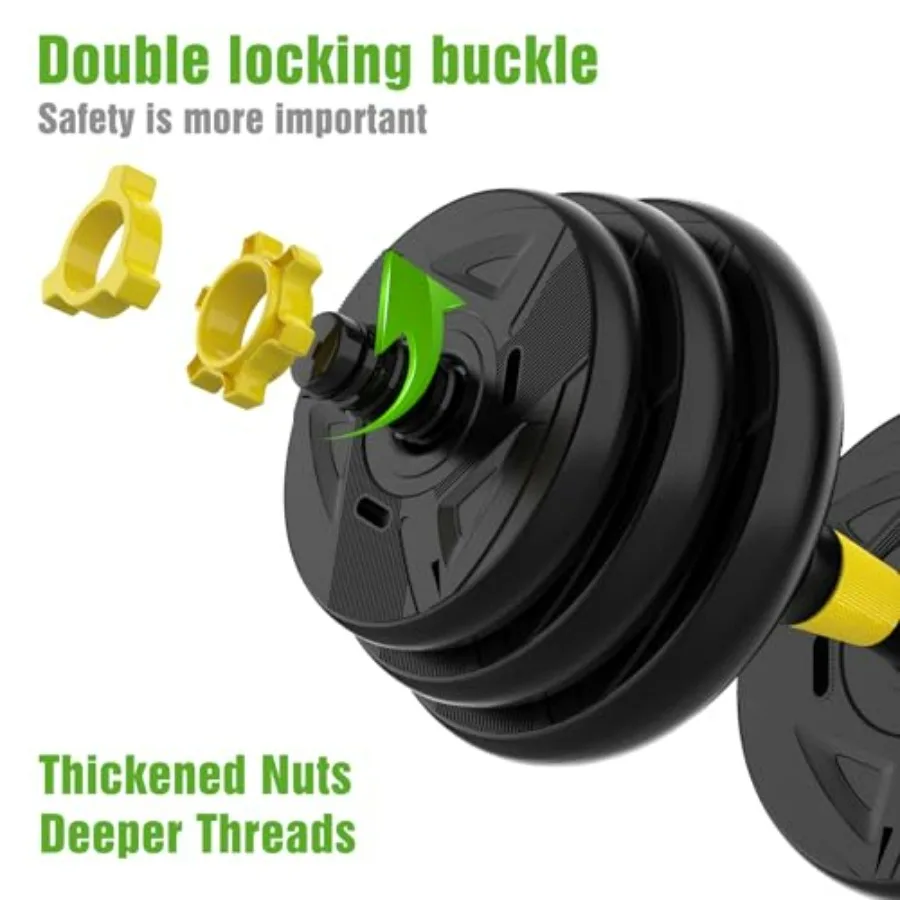 Adjustable Dumbbell Set, 44 lb Free Weight Dumbbell Barbell Set with Connectors, Converts to Barbell, for Home Gym Exercise, Wom