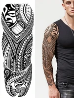 Waterproof Temporary Tattoo Sticker Mask Totem Arrow Geometric Full Arm Sleeve Tatoo Fake Tatto Flash Tattoos for Men Women 1